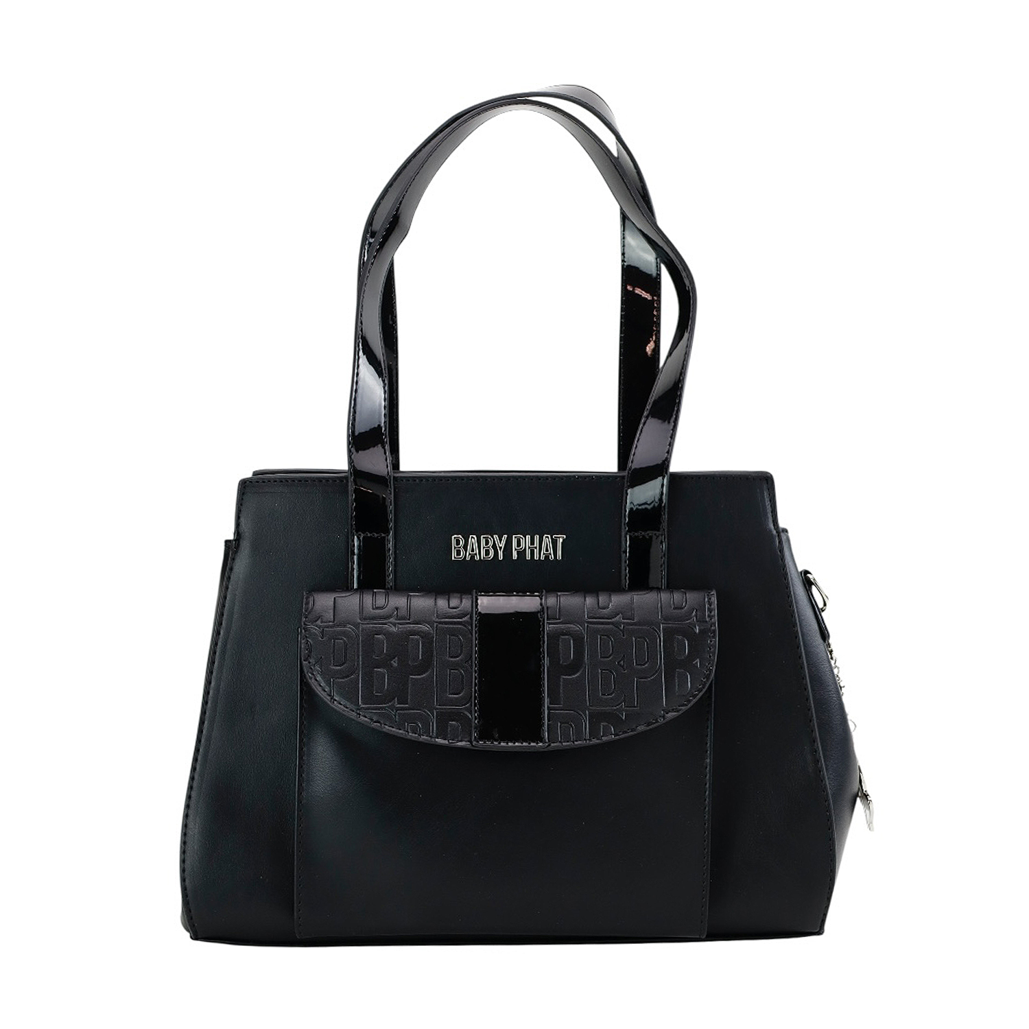 Satchel Baby Phat con Correa y Dije color negro