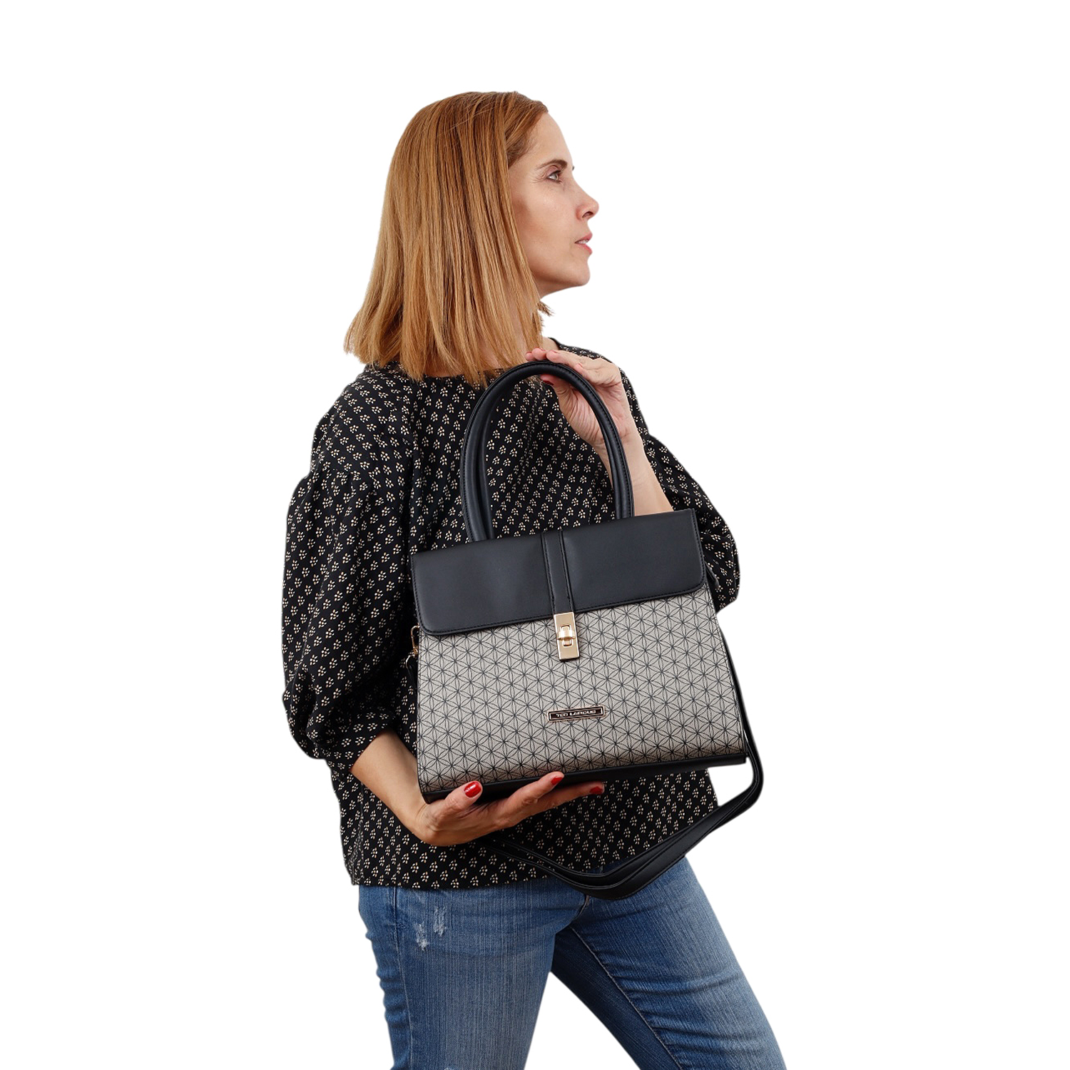 Bolsa tipo Satchel Ted Lapidus color Café con Correa
