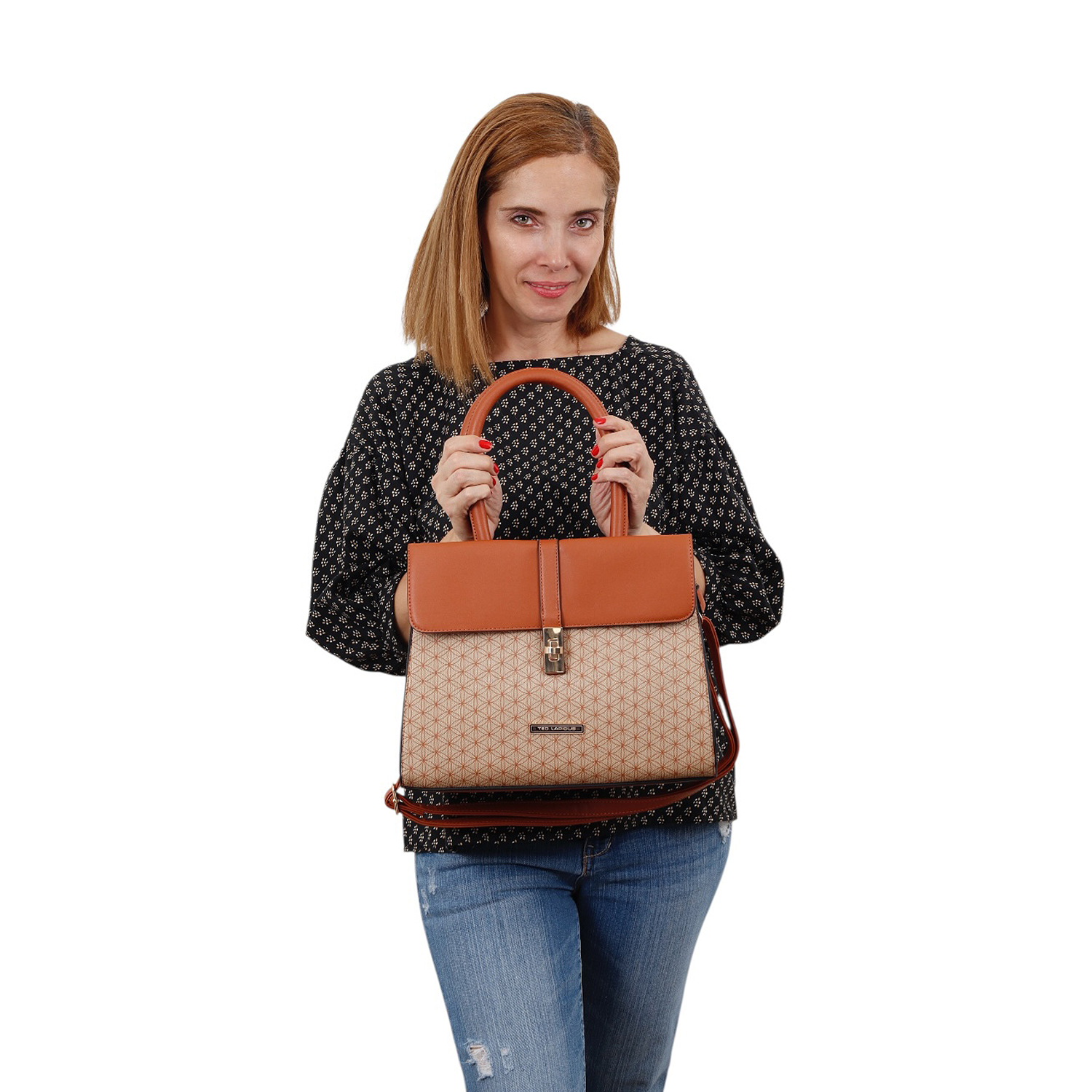 Bolsa tipo Satchel Ted Lapidus color Café con Correa