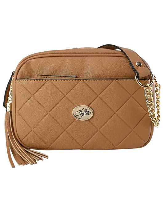Crossbody Chatties Color Camello Para Mujer Correa Amplia