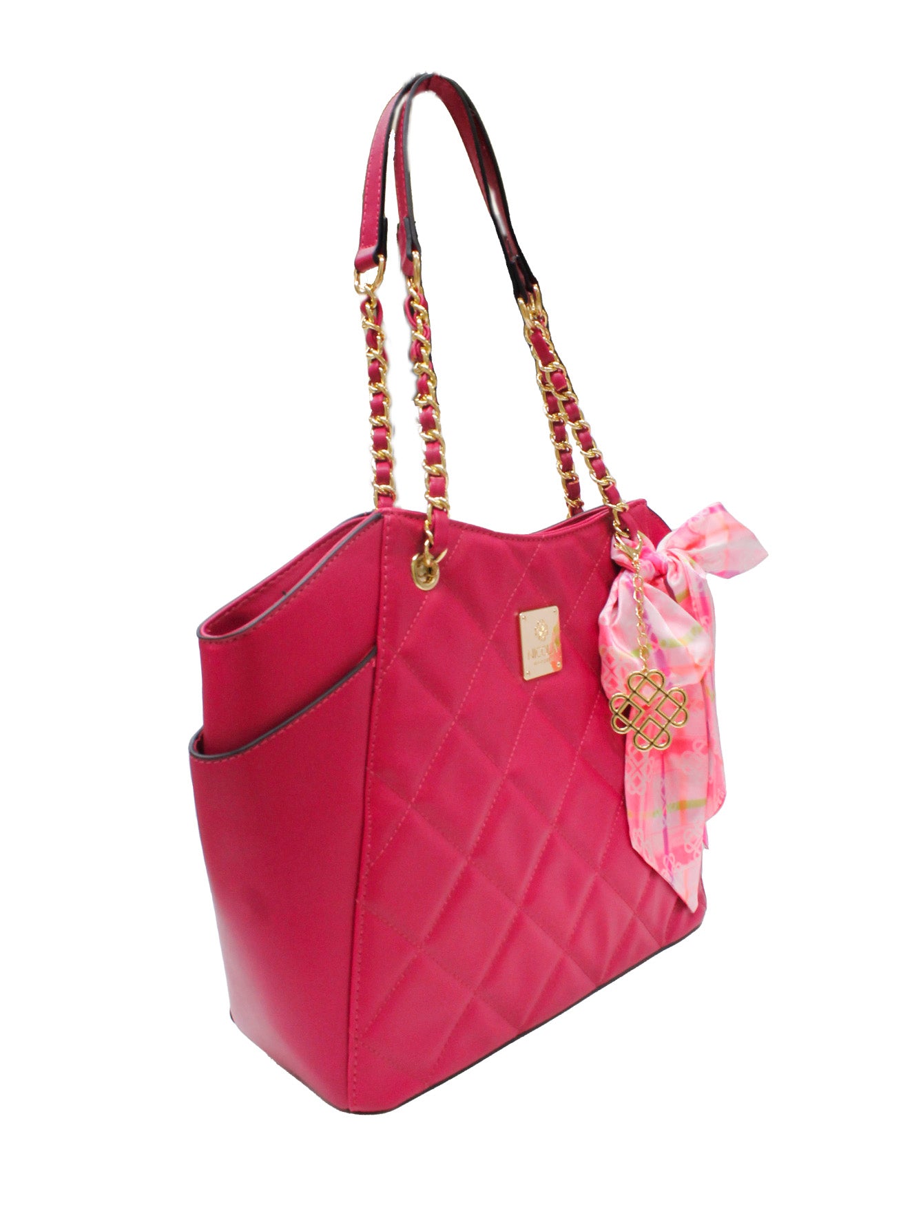 Bolso De Hombro Nicola Moretti Rosa Tote Con Pañuelo Decorativo