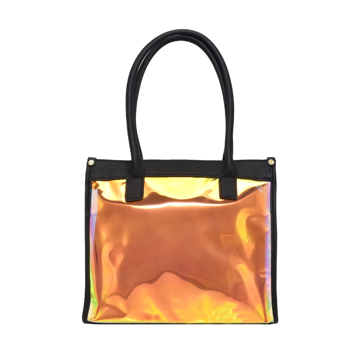 Bolsa [Baby Phat] tipo tote transparente 2 en 1 con cosmetiquera color tornasol