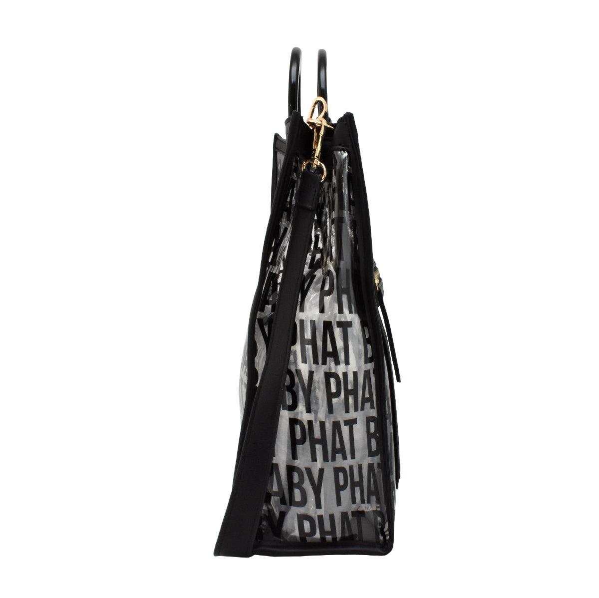 Bolsa [Baby Phat] tipo tote transparente con nombre de la marca estampado y monedero con correa color negro
