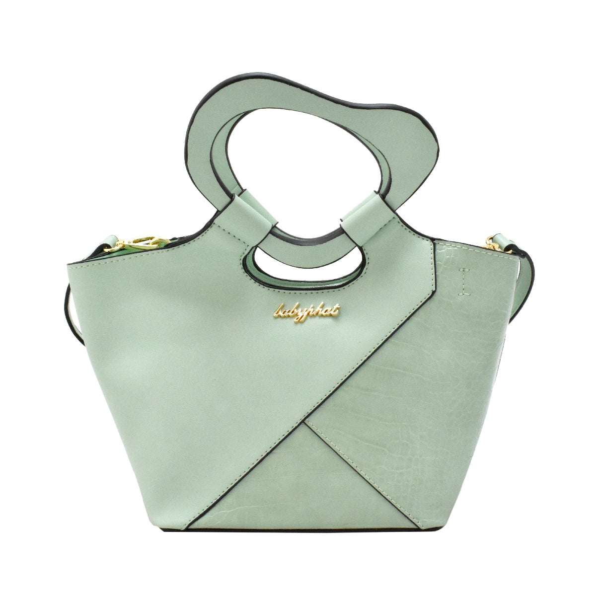 Bolsa [Baby Phat] tipo satchel crossbody con diseño etilo animal print y asa de corazón color verde