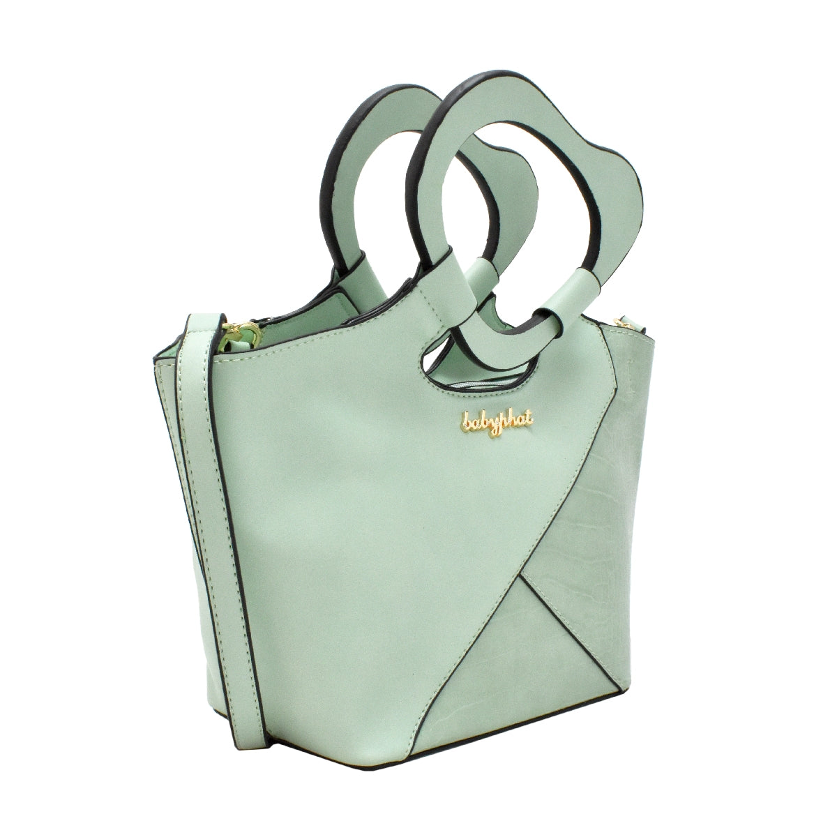 Bolsa [Baby Phat] tipo satchel crossbody con diseño etilo animal print y asa de corazón color verde