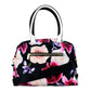 Bolsa [Baby Phat] tipo mini tote crossbody de nylon con asa a dos tonos y doble bolsa frontal con diseño floreado
