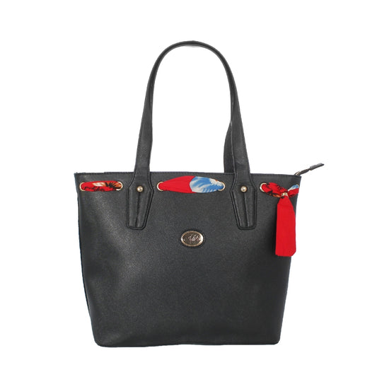 Bolsa [Chatties] tipo tote con pañuelo decorativo color negro