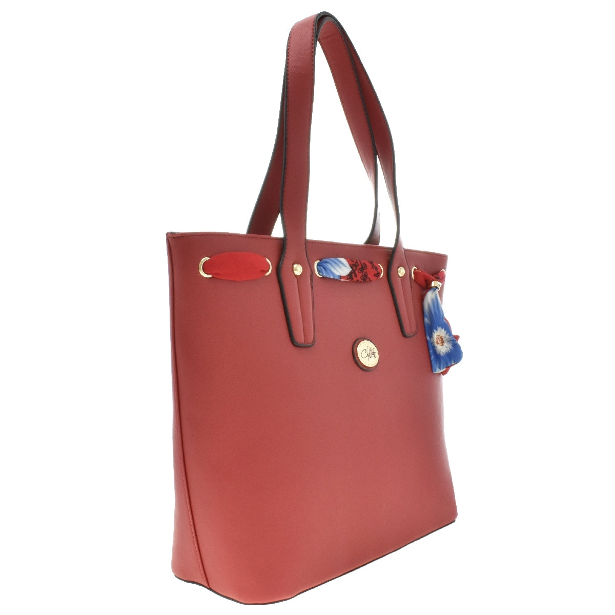 Bolsa [Chatties] tipo tote con pañuelo decorativo color rojo