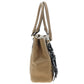 Bolsa [Ted Lapidus] tipo satchel con diseño trenzado y listón decorativo color beige