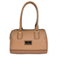 Bolsa [Ted Lapidus] tipo bowling con detalles dorados color beige