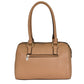 Bolsa [Ted Lapidus] tipo bowling con detalles dorados color beige