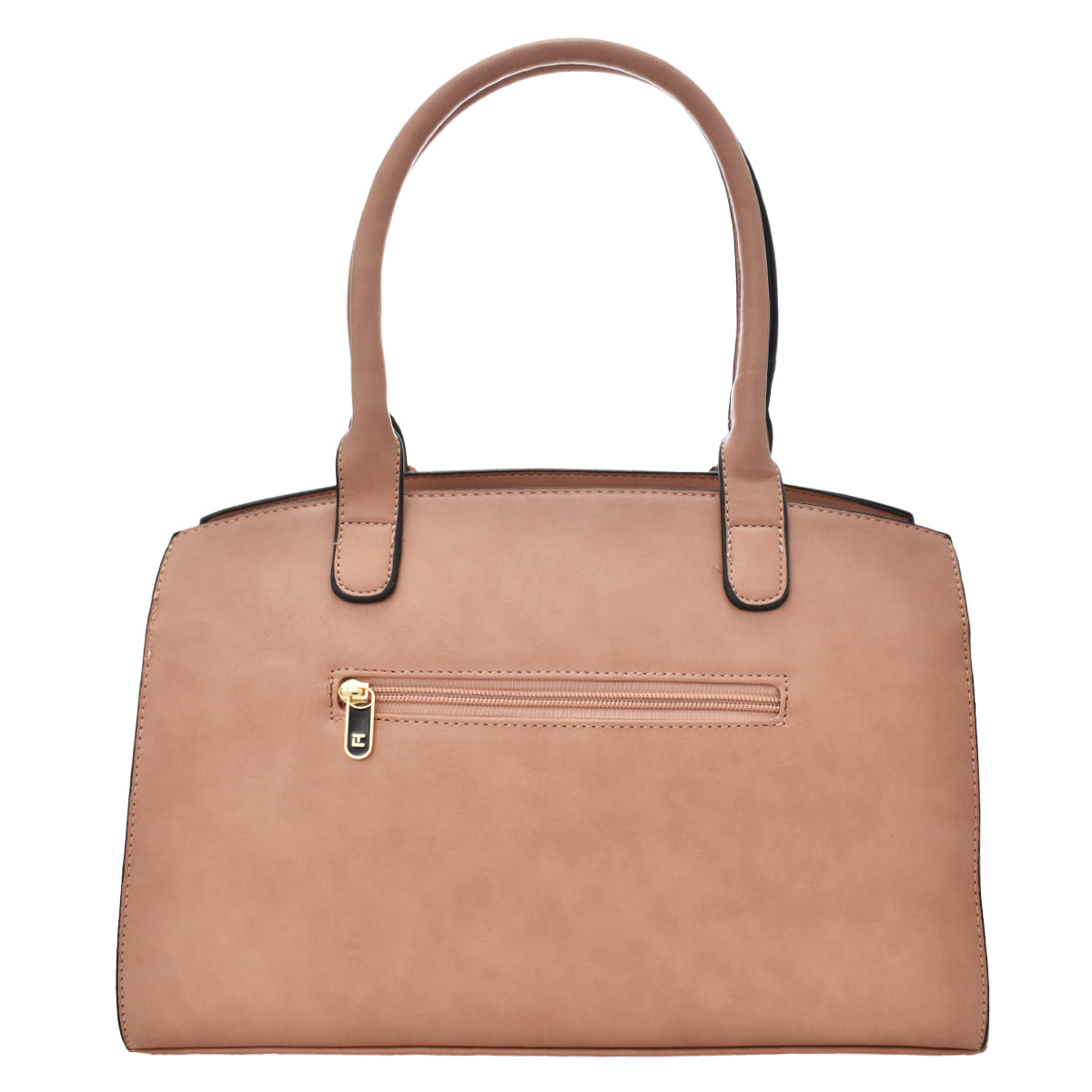 Bolsa Ted Lapidus tipo satchel con detalles dorados color rosa
