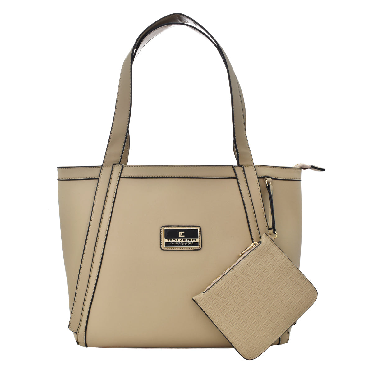 Bolsa [Ted Lapidus] tipo tote con monedero color gris pardo