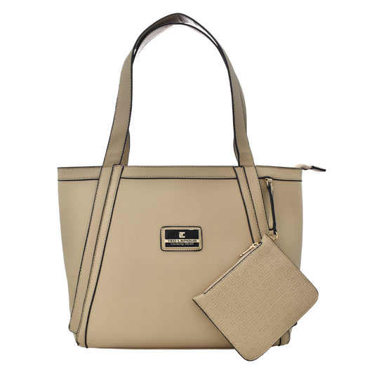Bolsa [Ted Lapidus] tipo tote con monedero color gris pardo