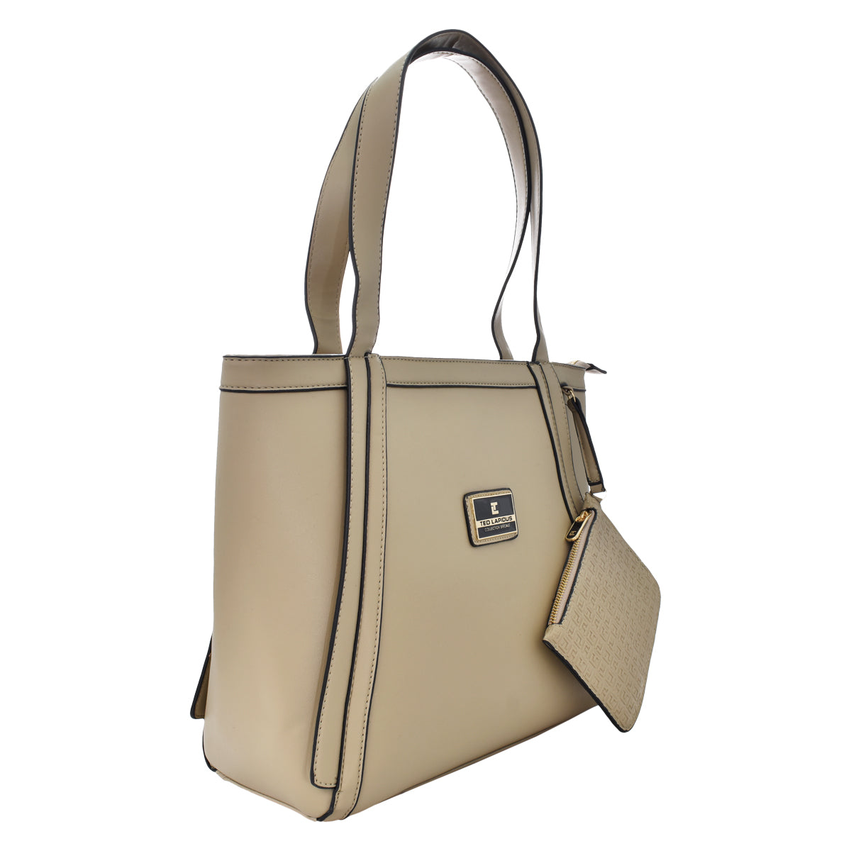 Bolsa [Ted Lapidus] tipo tote con monedero color gris pardo