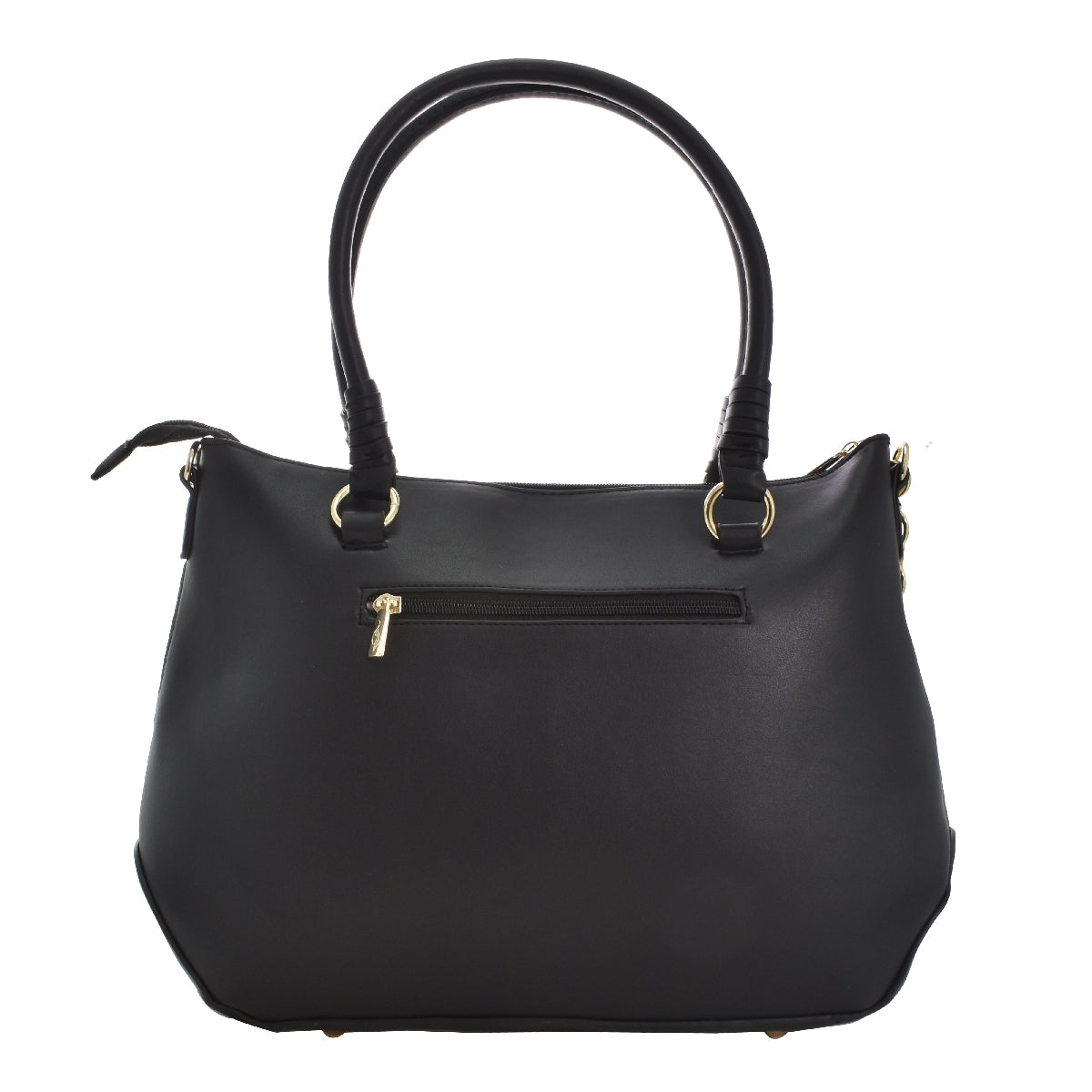 Bolsa [Baby Phat] tipo tote con diseño grabado, cadena y bolsa frontal color negro