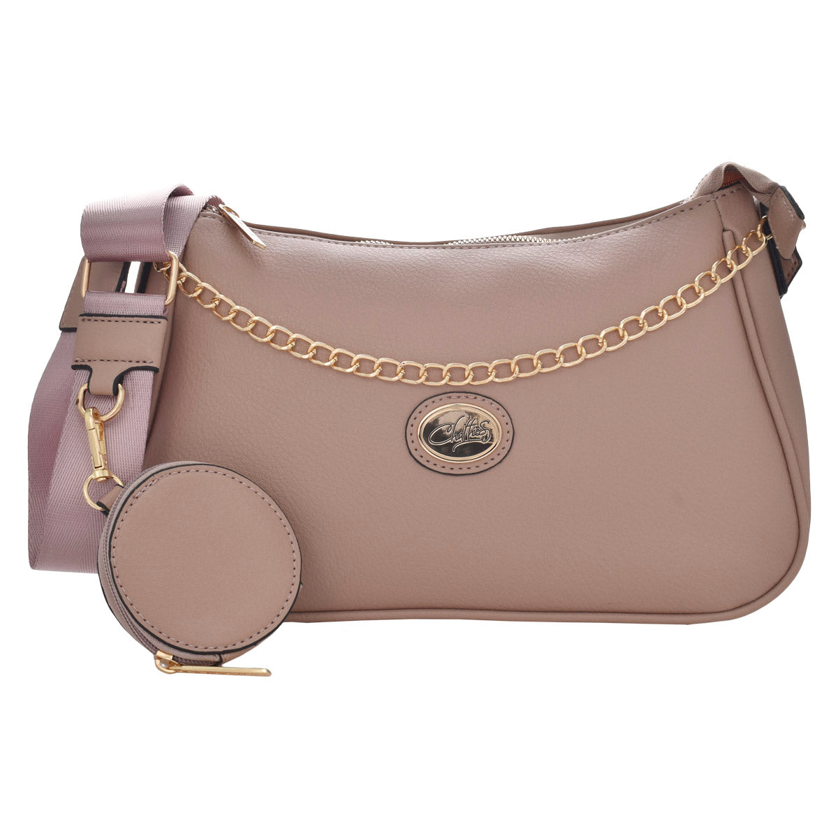 Bolsa De Dama [Chatties] Tipo Crossbody Con Asa De Cadena Y Monedero Gris Pardo