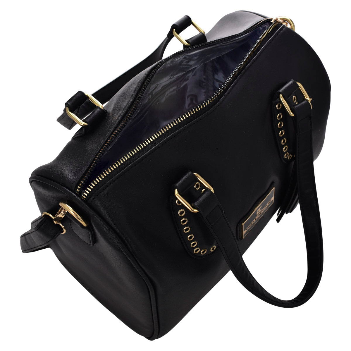 Bolsa [Chatties] Tipo Bowling Con Correa Larga Color Negro