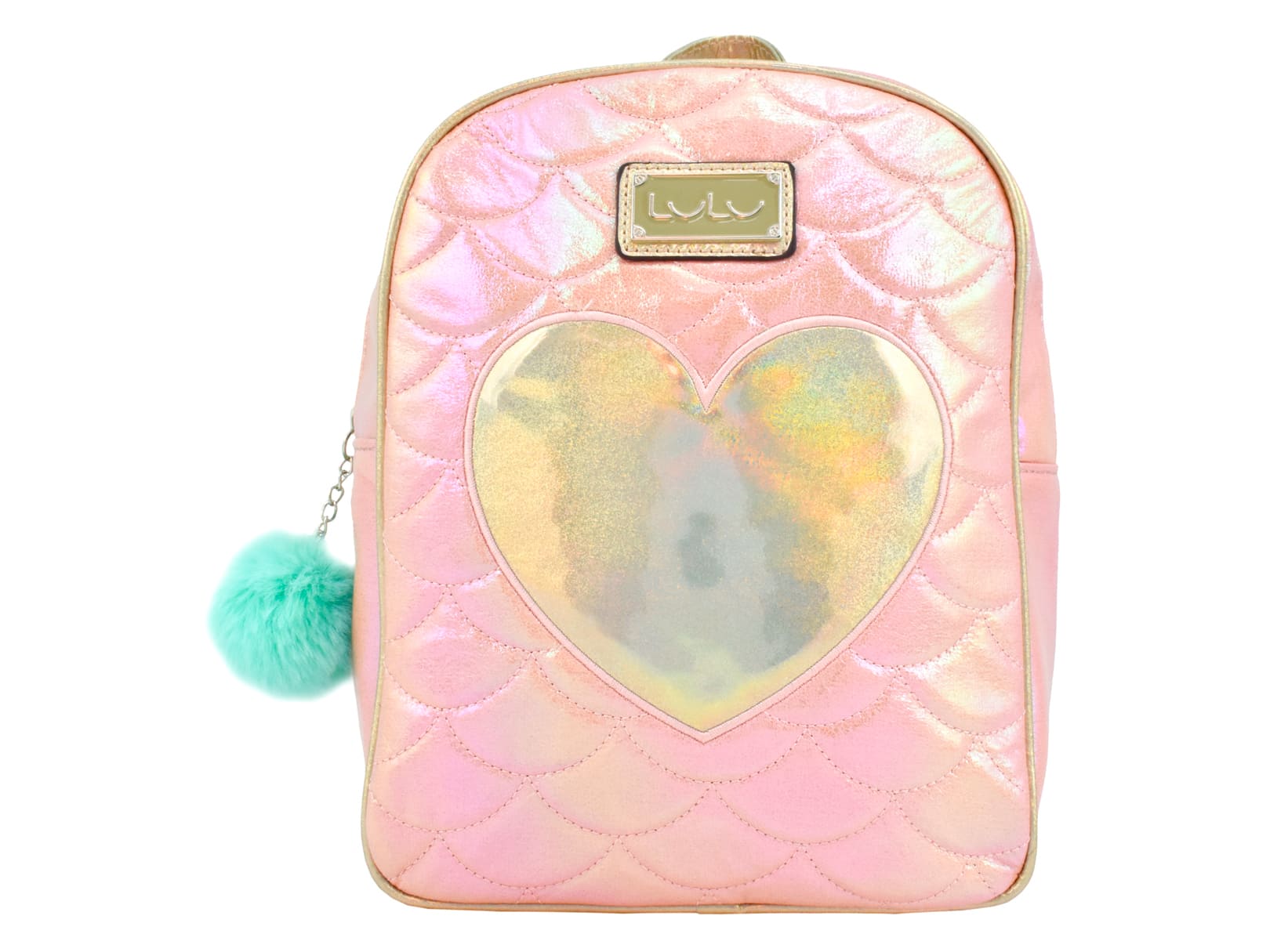 Mochila Backpack Lulu corazón con Pompón Rosa