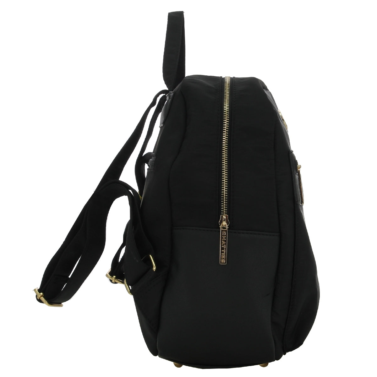 Backpack [Chatties] de nylon con bolsa frontal color negro