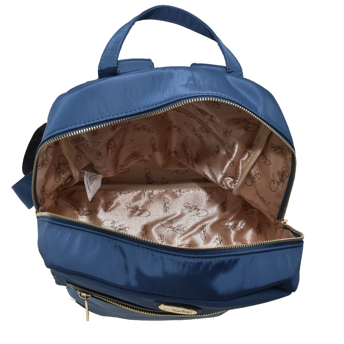 Backpack [Chatties] de nylon con bolsa frontal color navy