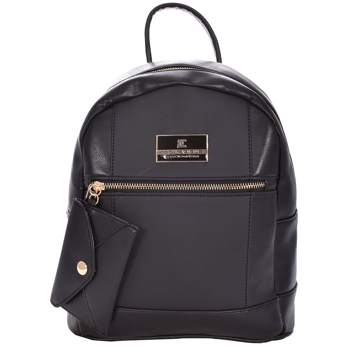 Backpack [Ted Lapidus] de cuero con monedero color negro