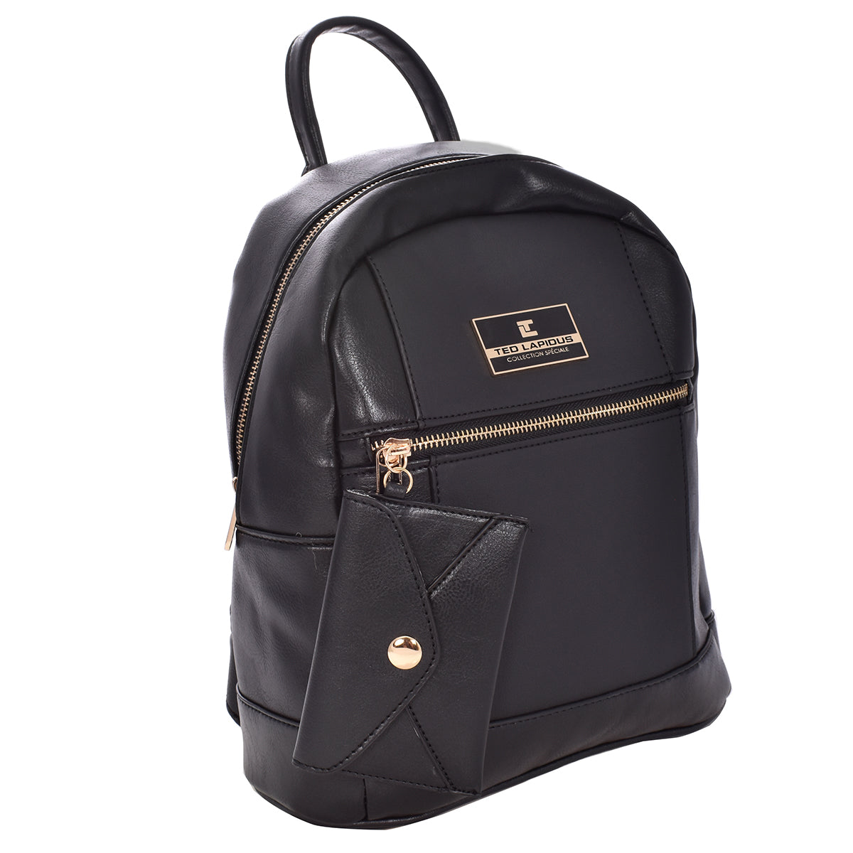 Backpack [Ted Lapidus] de cuero con monedero color negro