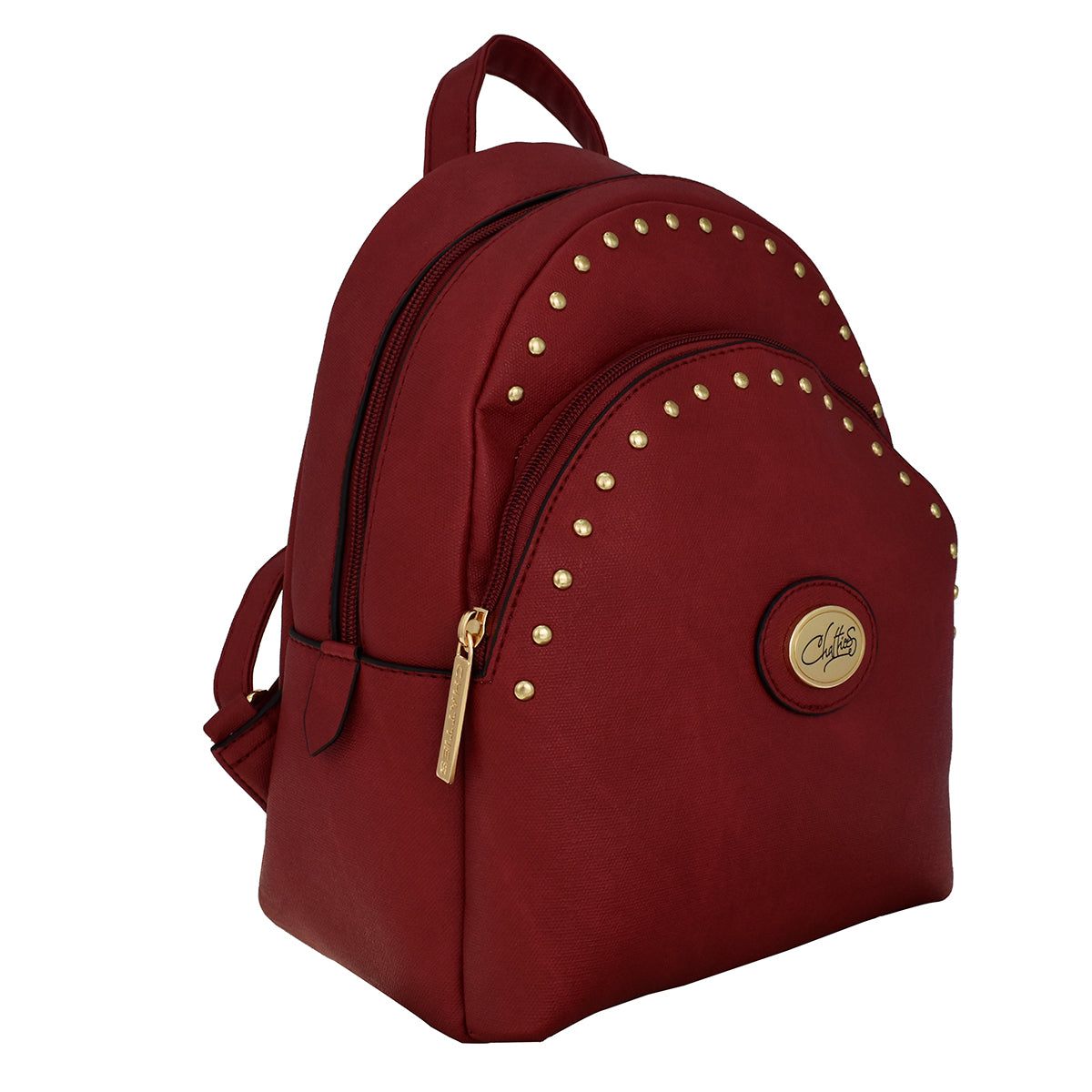 Backpack [Chatties] con doble bolsa y diseño de estoperoles color rojo