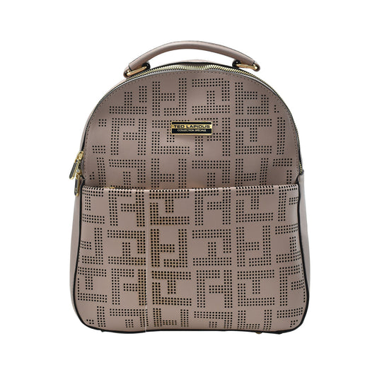 Mochila Backpack Con Estampado Ted Lapidus Color Gris Pardo