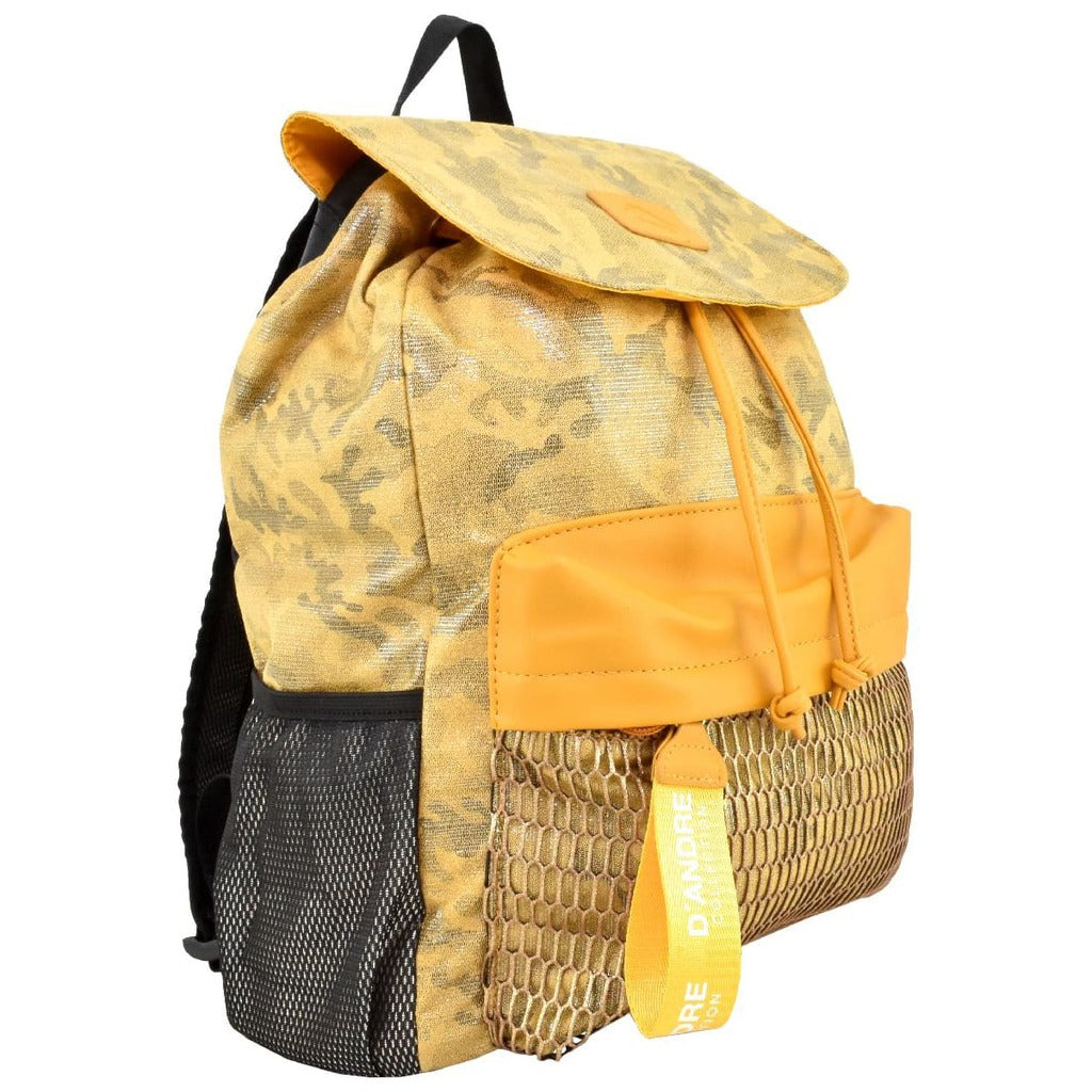 Mochila [D' Andre] con diseño de camuflaje color amarillo
