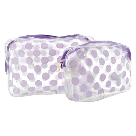 Set de 2 cosmetiqueras transparentes Peschelle con estampado de lunares lilas