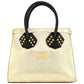 Bolsa Baby Phat tipo satchel crossbody con estoperoles color dorado.