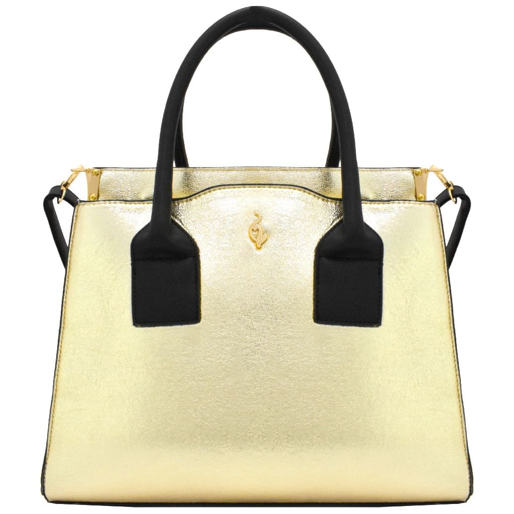 Bolsa [Baby Phat] tipo satchel crossbody con estoperoles color dorado