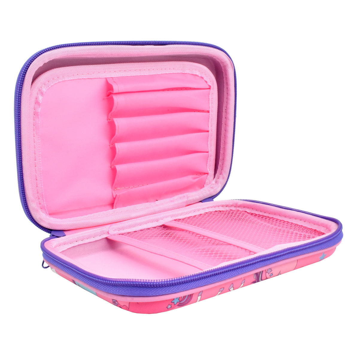 Lapicera escolar para niña Peschelle rígida con diseño de unicornios color rosa