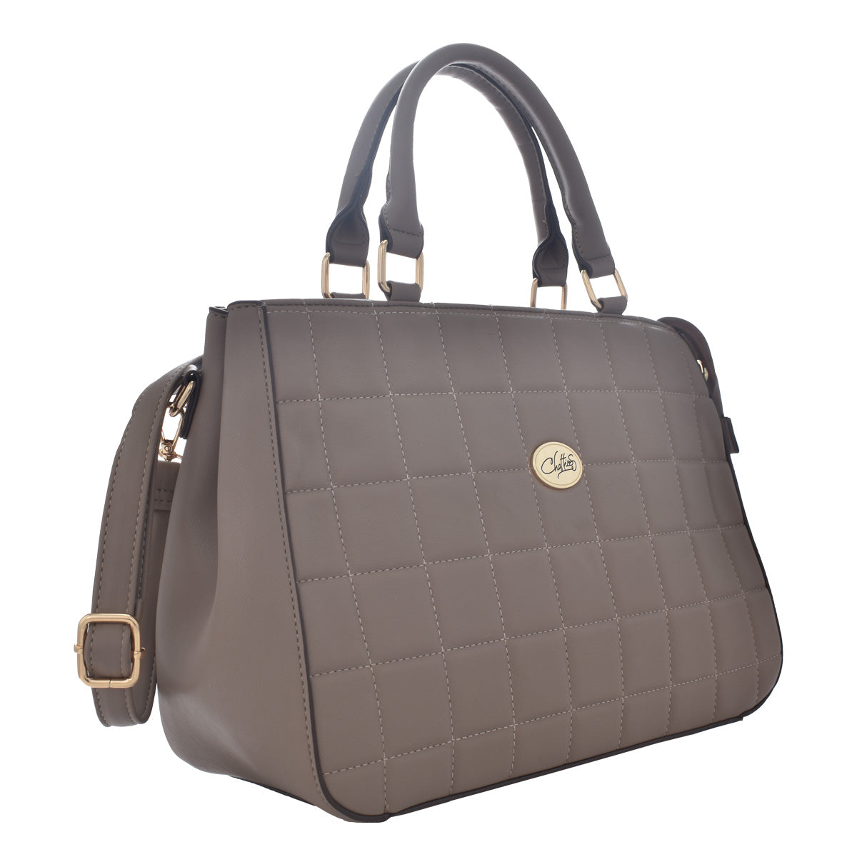Bolsa Chatties Diseño Cuadros Tipo Tote Con Correa Kaki