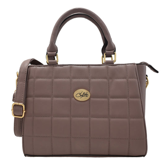 Bolsa Para Dama Chatties Cuadros Tipo Tote Con Correa Color Gris Pardo