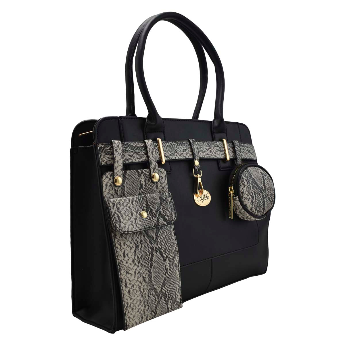 Bolsa De Dama (Chatties) Tote Con Estuche y Monedero Estilo Animal Print Color Negro