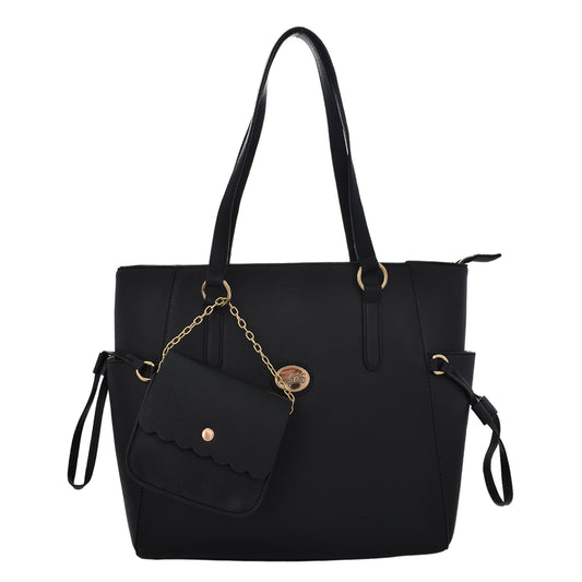 Bolsa De Dama Tote (Chatties) Con Monedero y Cadena Color Negro