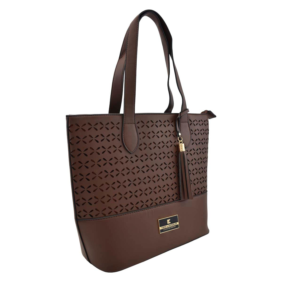 Bolsa [Ted Lapidus] Color Café Decorativo Tipo Tote