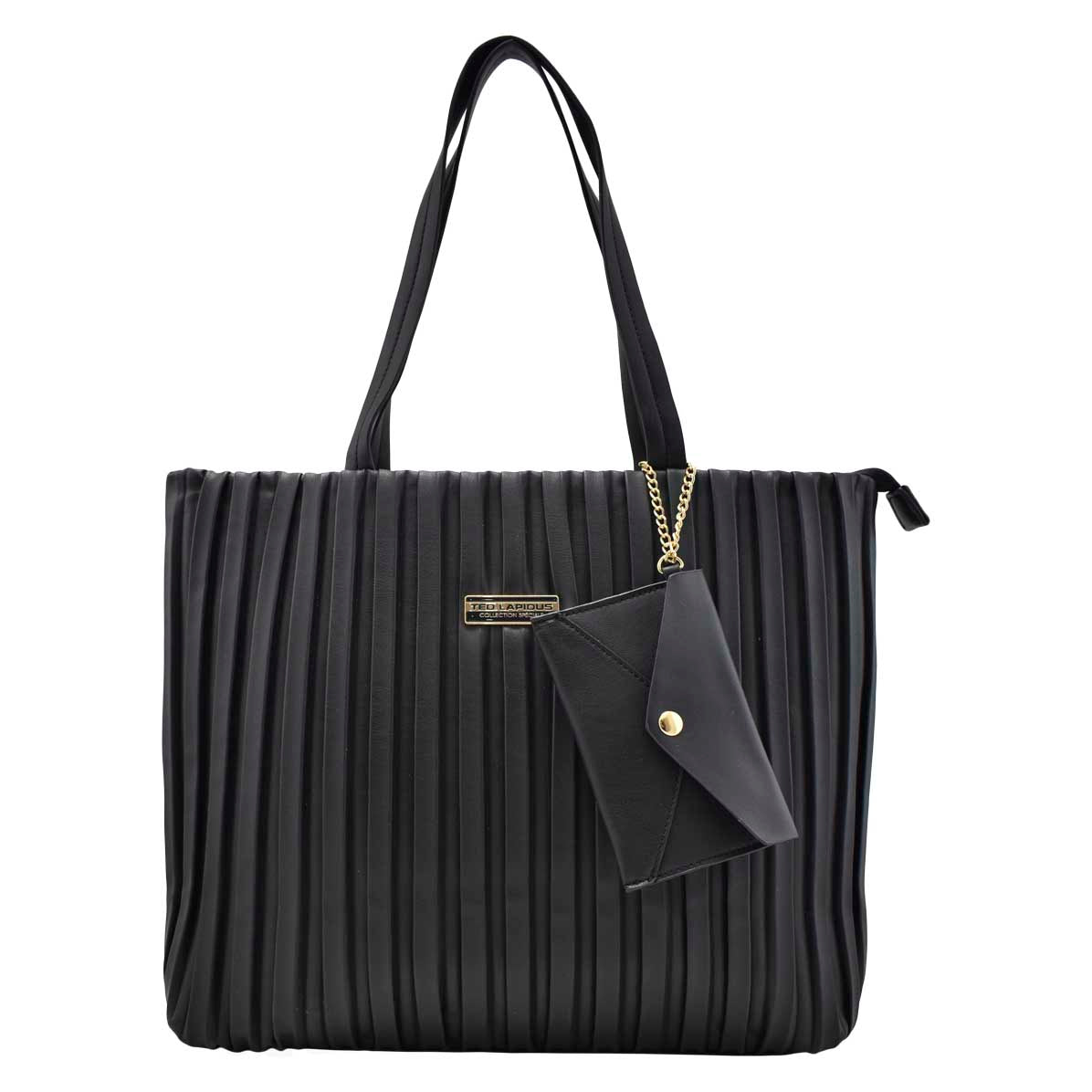 Bolsa Diseño Rayas [Ted Lapidus] Tote Con Monedero Color Negro
