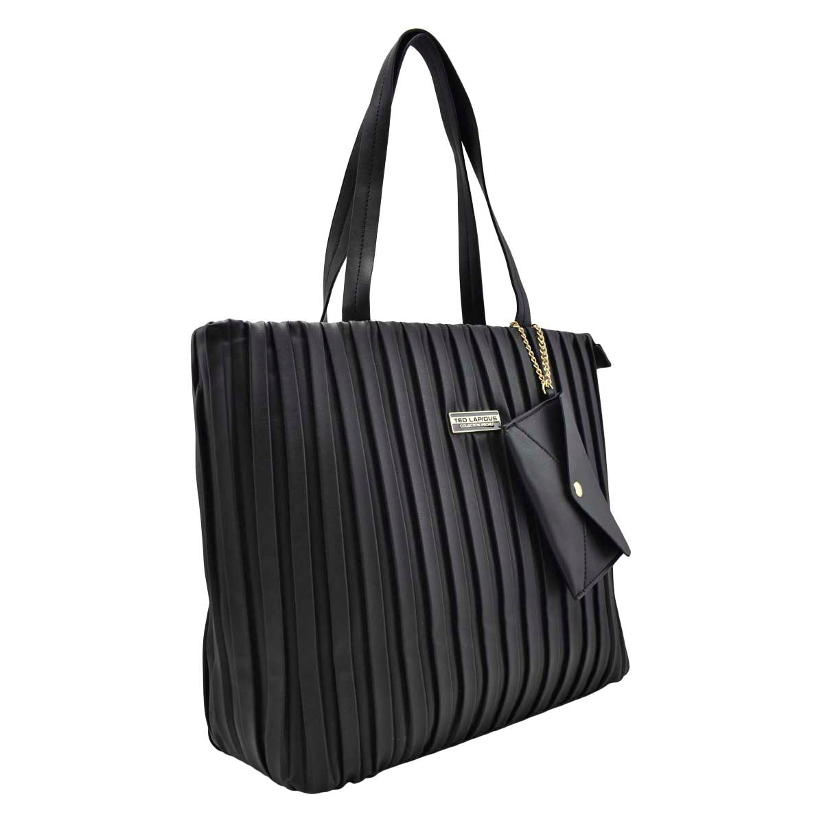 Bolsa Diseño Rayas [Ted Lapidus] Tote Con Monedero Color Negro