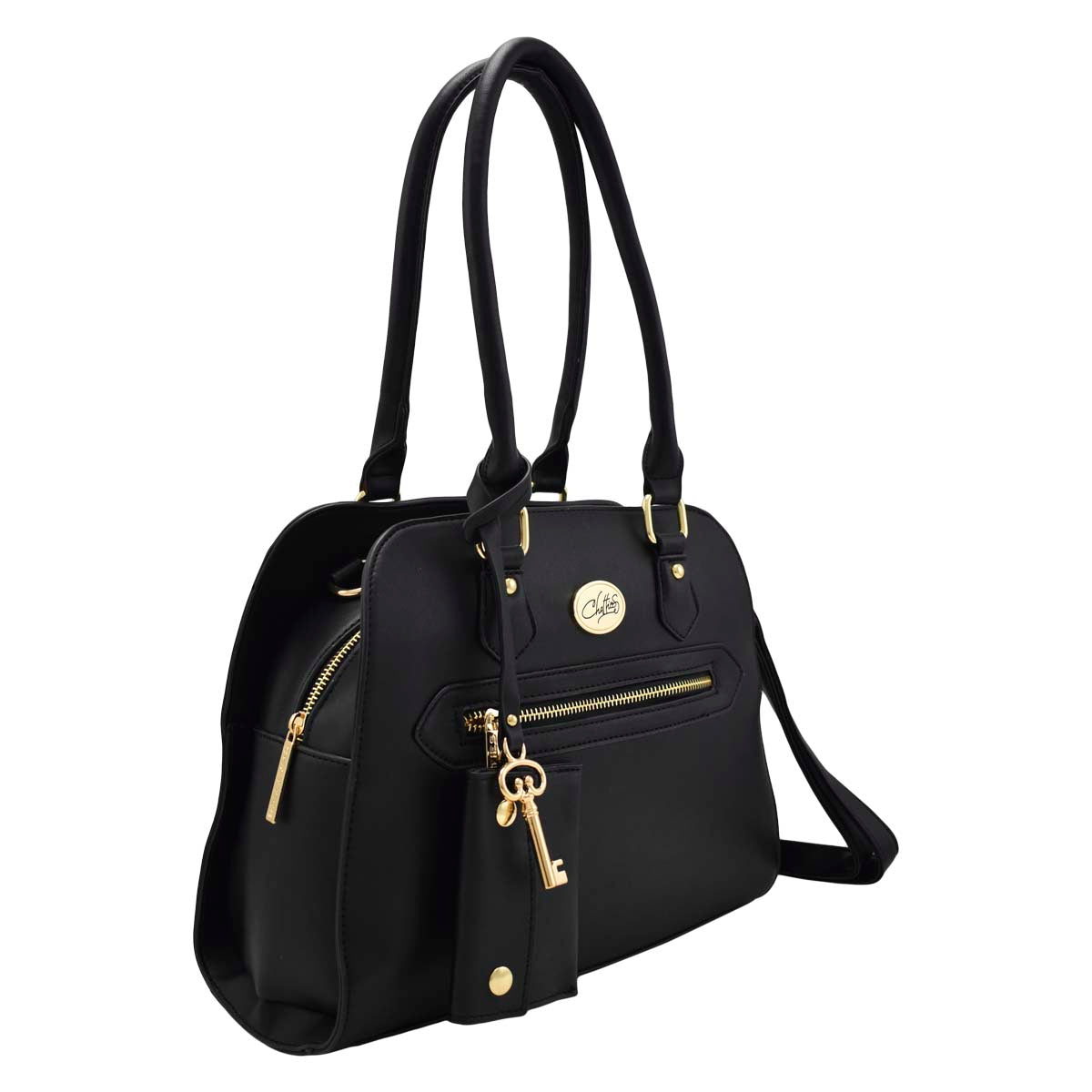 Bolsa [Chatties] Tipo Bowler Con Monedero Incluido Negro