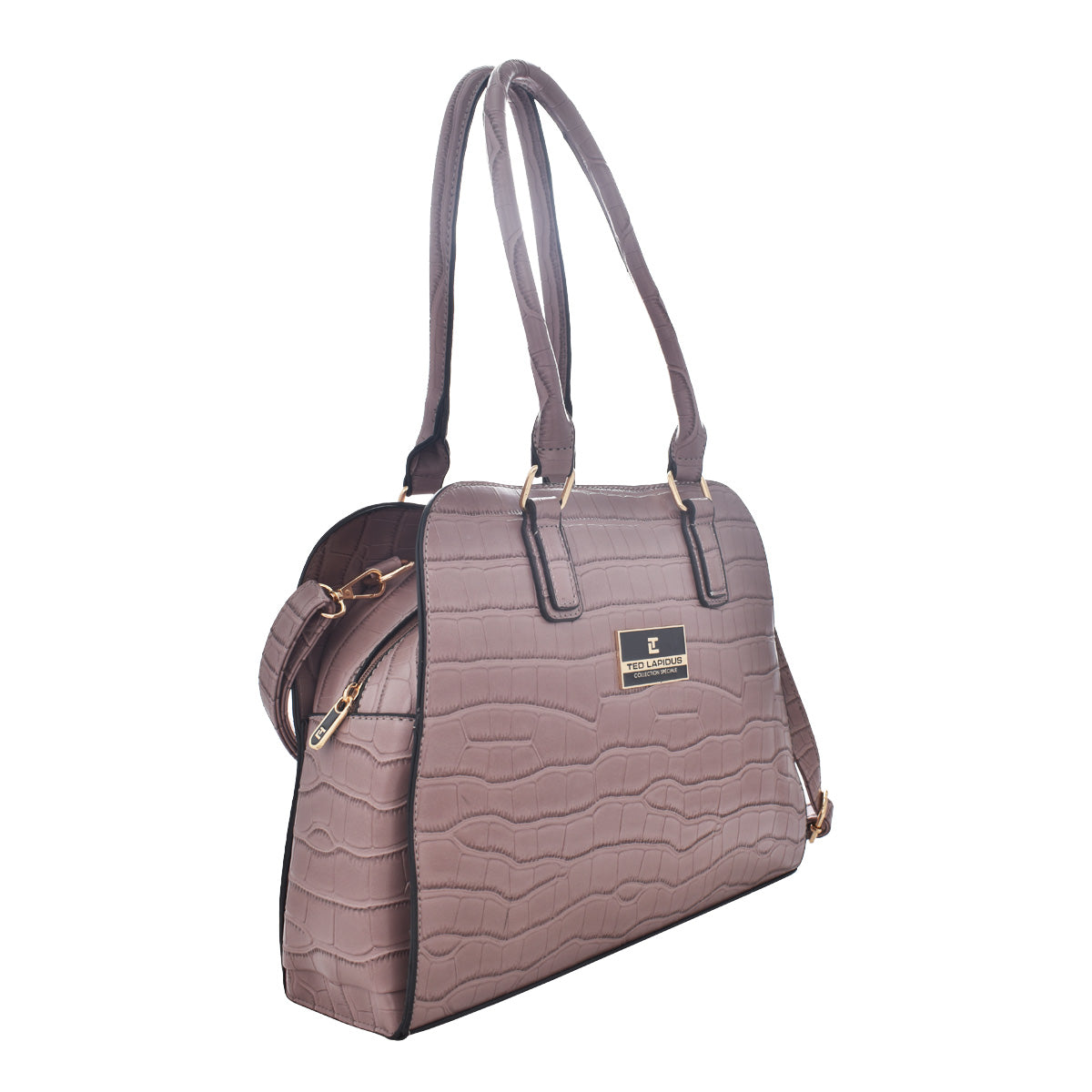Bolsa [Ted Lapidus) Tote Estilo Piel De Cocodrilo Color Lila