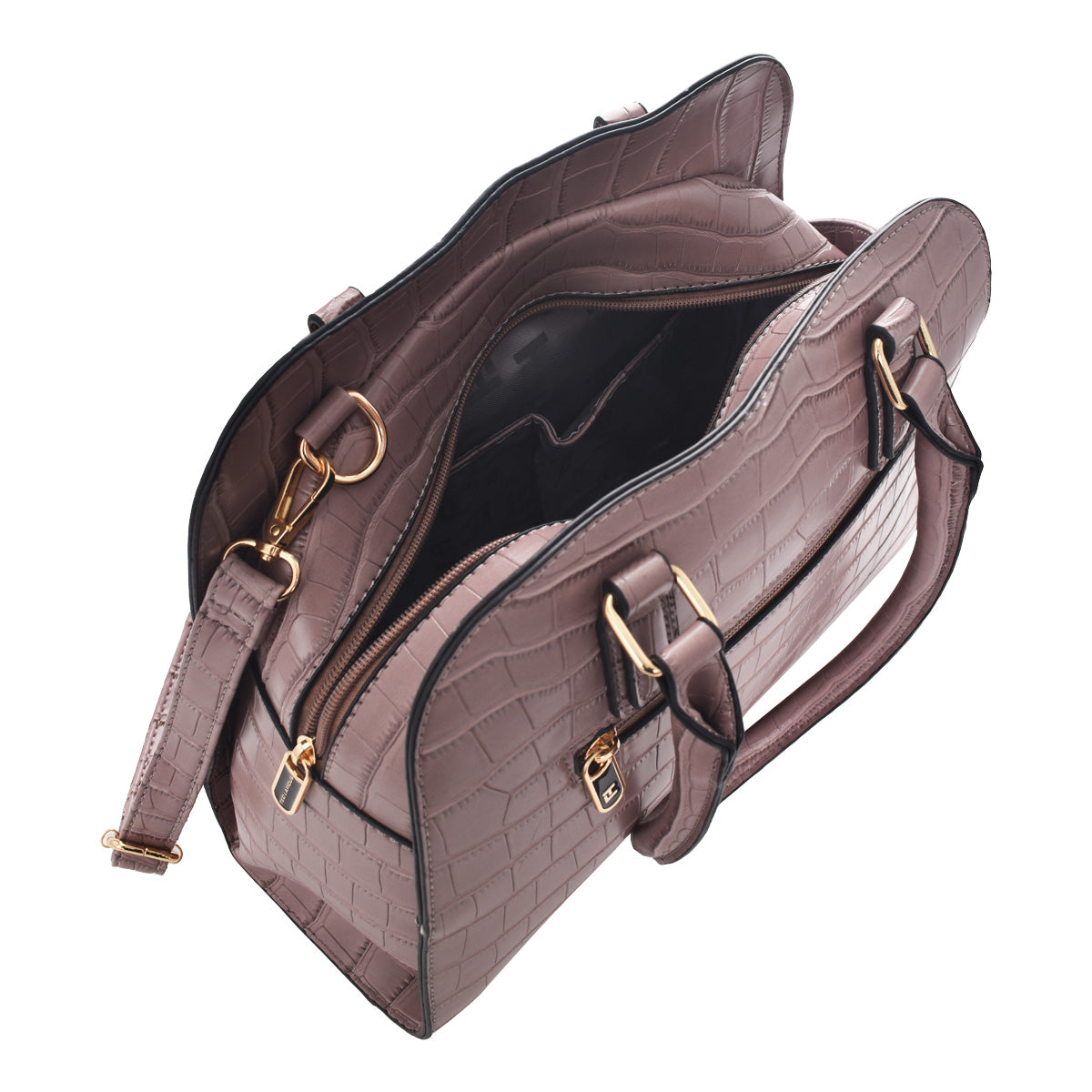 Bolsa [Ted Lapidus) Tote Estilo Piel De Cocodrilo Color Lila