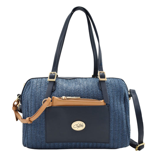 Bolsa Tipo Bowling Con Texura Y Monedero Color Navy Chatties