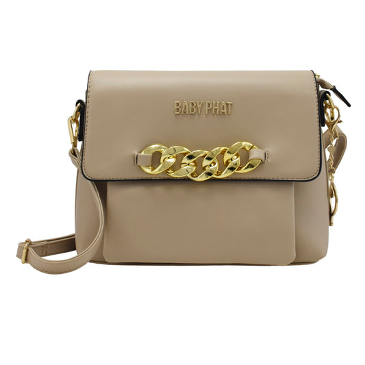 Bolsa Para Dama Crossbody Beige Con Asa De Cadena Baby Phat