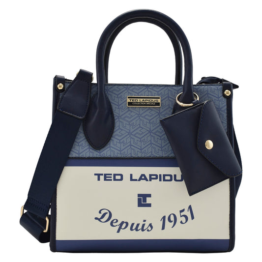 Bolsa Dama Mini Tote Diseño Y Monedero De La Marca Ted Lapidus Color Azul