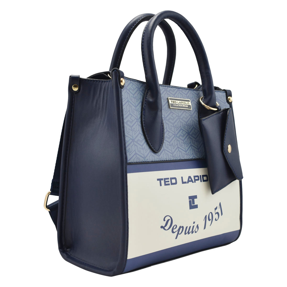 Bolsa Dama Mini Tote Diseño Y Monedero De La Marca Ted Lapidus Color Azul