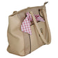 Bolsa [Dulce Miel] tipo mini tote con moño y diseño de corazones color beige