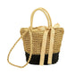 Bolsa Lulu tipo tote de yute tejido con diseño a dos tonos